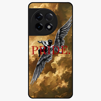 Celestial Fallen Pride Glass Case for 1+11R bold front view featuring dramatic cosmic artwork with dark celestial tones