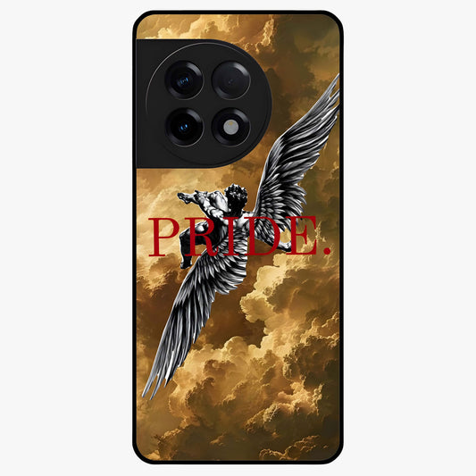Celestial Fallen Pride Glass Case for 1+11R bold front view featuring dramatic cosmic artwork with dark celestial tones