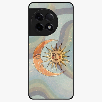 Celestial Harmony Vibes Glass Case for 1+11R serene front view featuring balanced cosmic artwork with calming tones