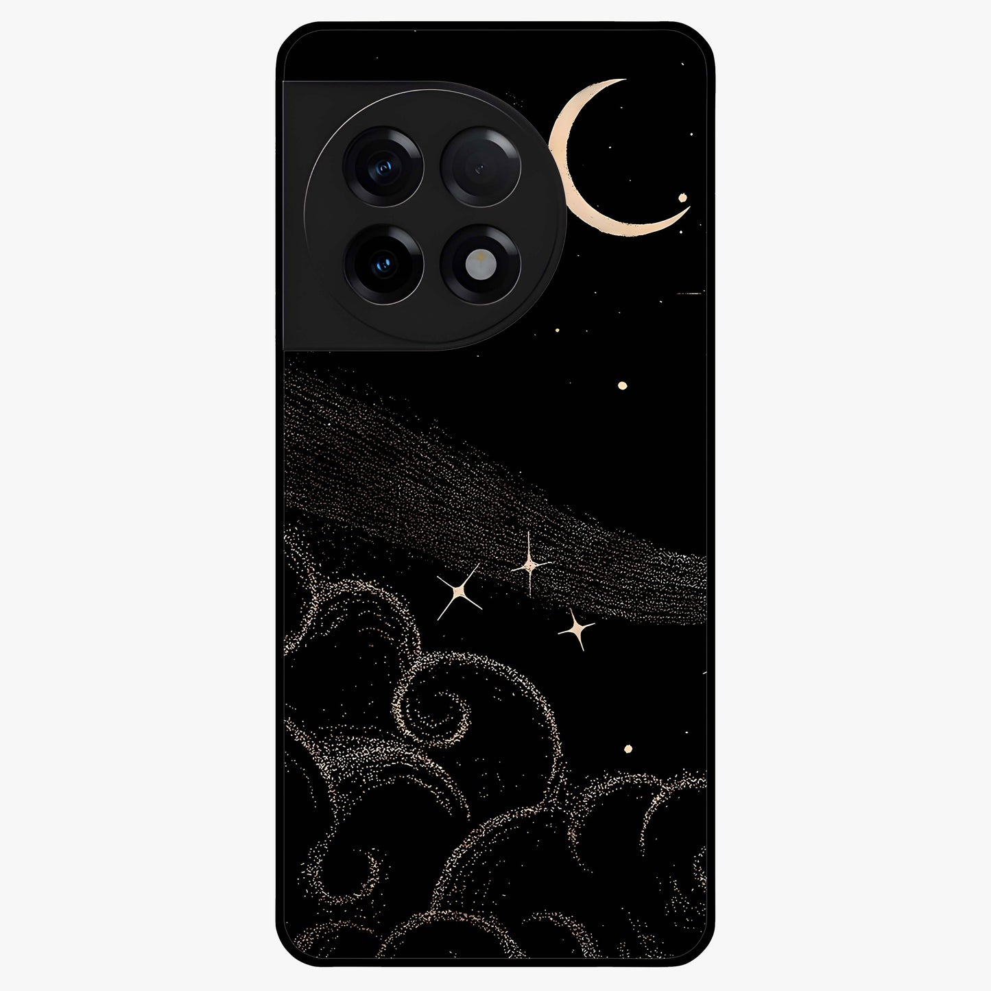 Celestial Midnight Veil Glass Case for 1+11R dramatic front view featuring deep midnight sky artwork