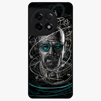 Chaotic Mind Genius Glass Case for 1+11R bold front view featuring expressive abstract typography artwork