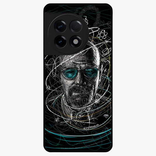 Chaotic Mind Genius Glass Case for 1+11R bold front view featuring expressive abstract typography artwork