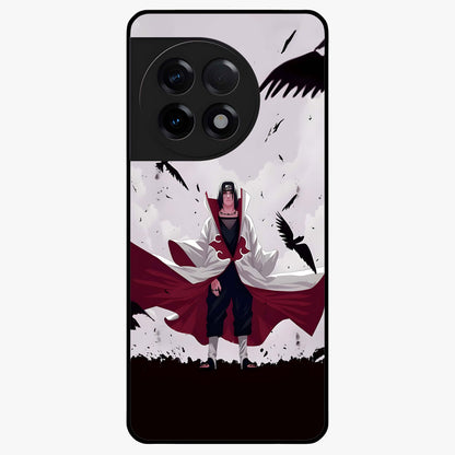 Crimson Crow Ascension Glass Case for 1+11R powerful front view featuring crow artwork with dark crimson background