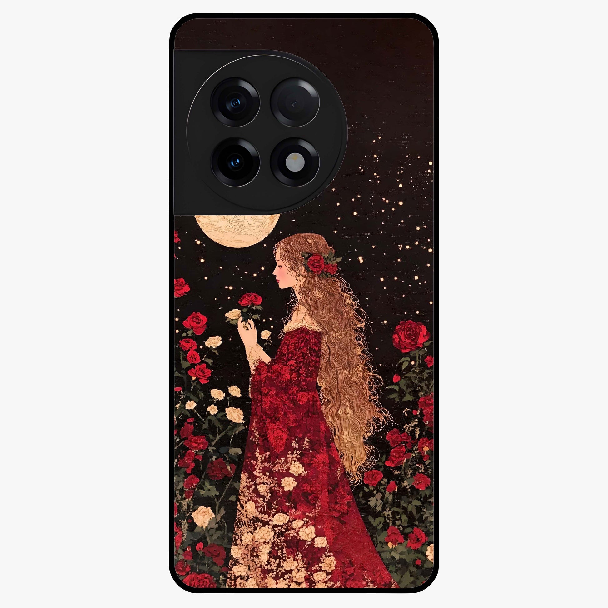 Crimson Dreams Glass Case for 1+11R elegant front view featuring rich red artistic artwork