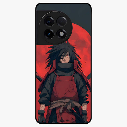 Crimson Moon Warlord Glass Case for 1+11R dramatic front view featuring warrior themed artwork under crimson moonlight