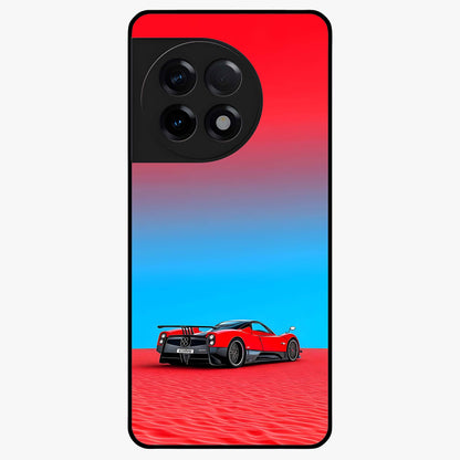Crimson Speed Mirage Glass Case for 1+11R sleek front view featuring racing inspired red motion artwork