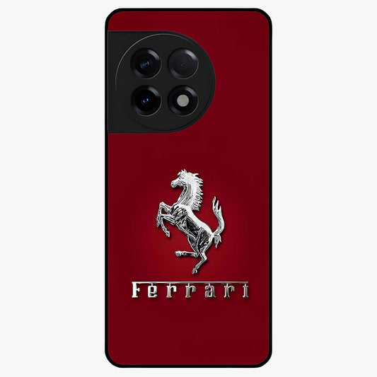 Crimson Stallion Prestige Glass Case for 1+11R powerful front view featuring majestic stallion artwork in crimson tones