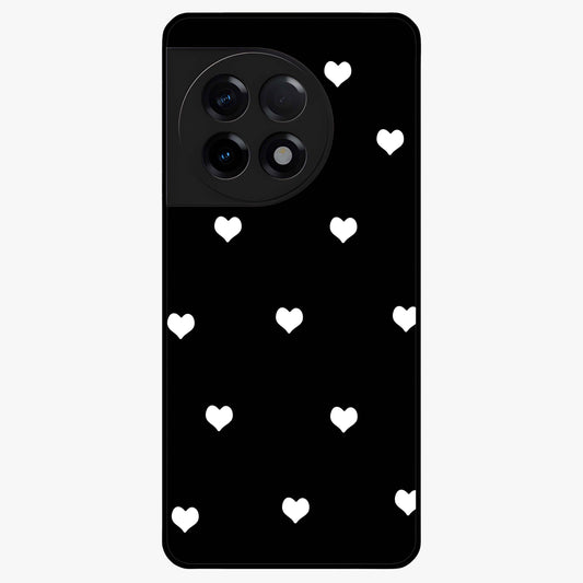 Cute Simple White Hearts Glass Case for 1+11R powerful front view featuring dark ascension themed artwork