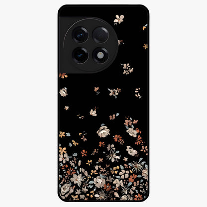 Dark Petal Aesthetic Glass Case for 1+11R elegant front view featuring moody floral artwork with deep tones