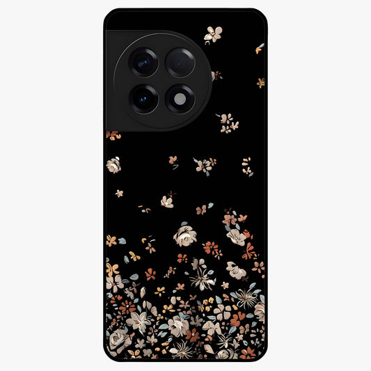 Dark Petal Aesthetic Glass Case for 1+11R elegant front view featuring moody floral artwork with deep tones
