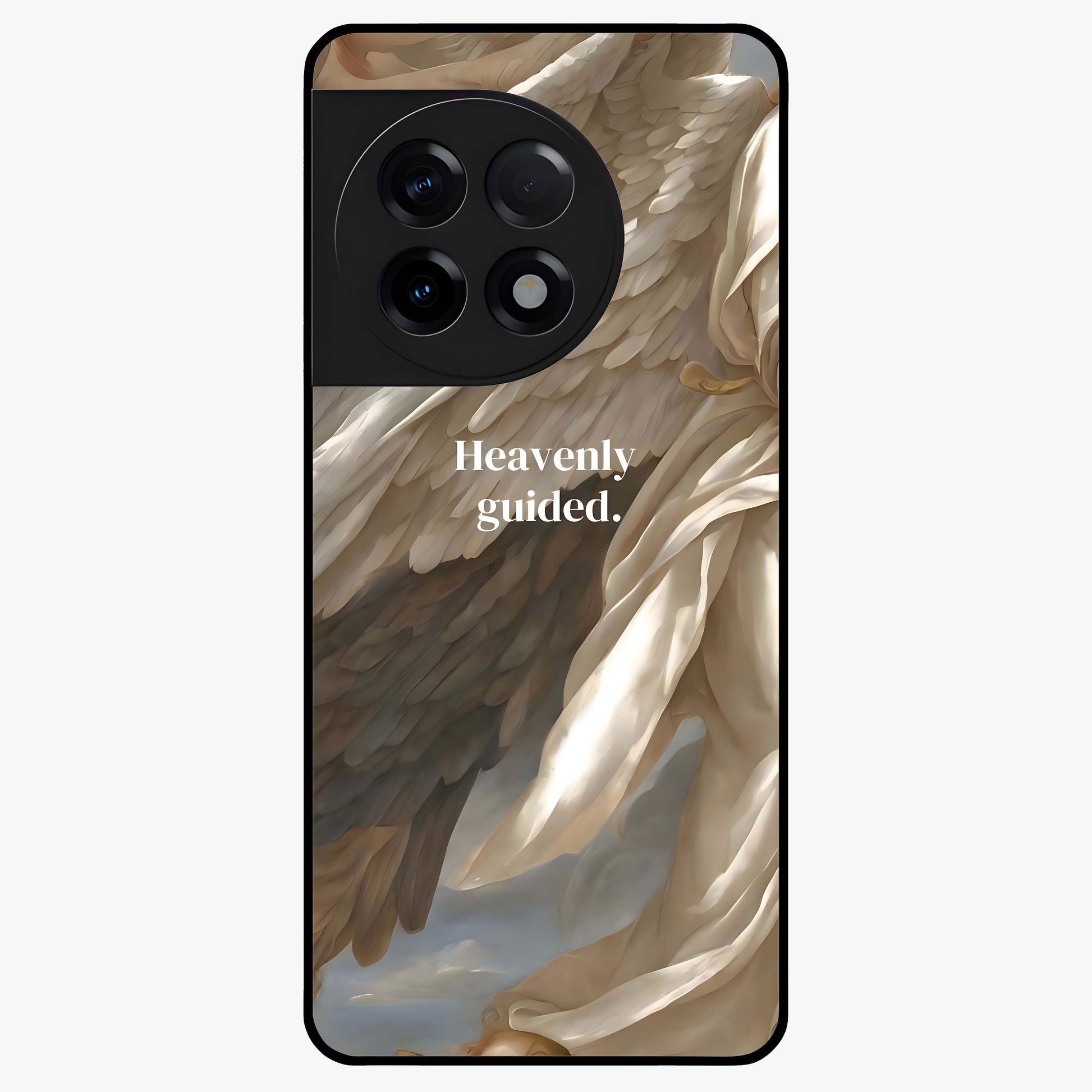 Divine Winged Grace Glass Case for 1+11R graceful front view featuring timeless spiritual artwork