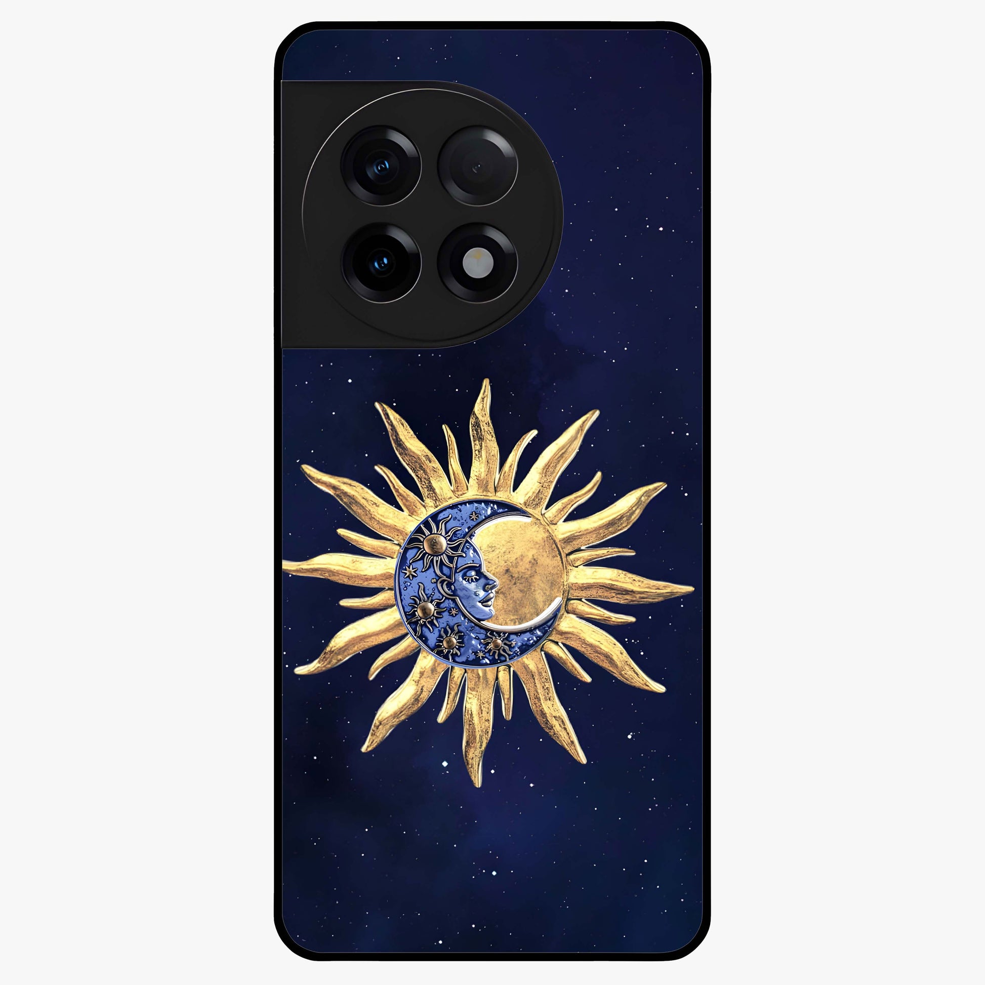 Eternal Cosmic Balance Glass Case for 1+11R artistic front view featuring symmetrical cosmic artwork