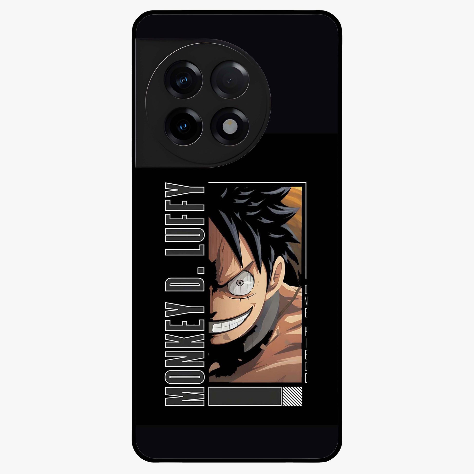 Fearless Pirate Smile Glass Case for 1+11R edgy front view featuring pirate inspired artwork with bold expression