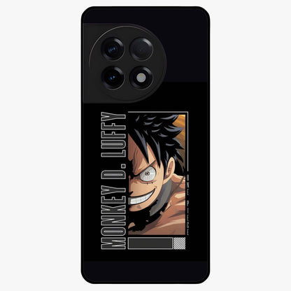 Fearless Pirate Smile Glass Case for 1+11R edgy front view featuring pirate inspired artwork with bold expression
