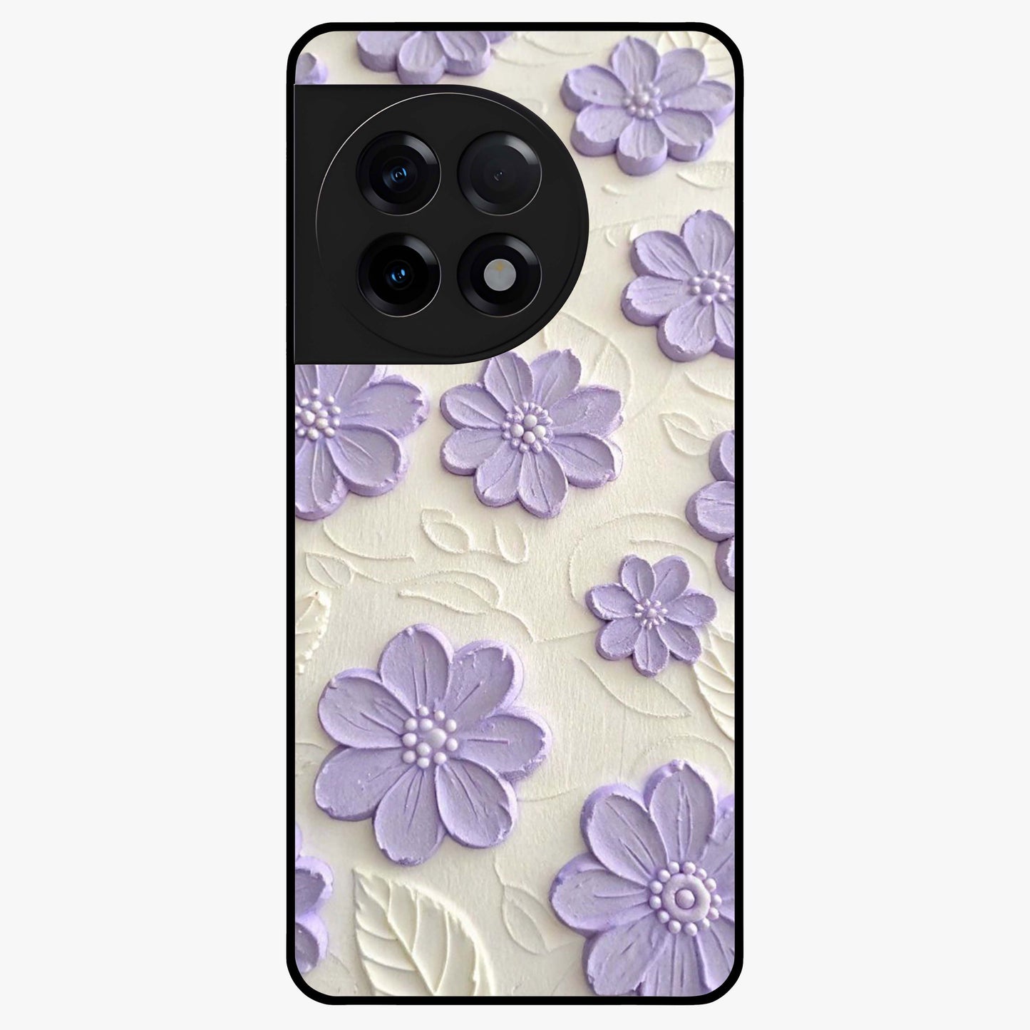 Floral Wall Art With Purple Flowers Glass Case for 1+11R stylish front view featuring purple floral artwork