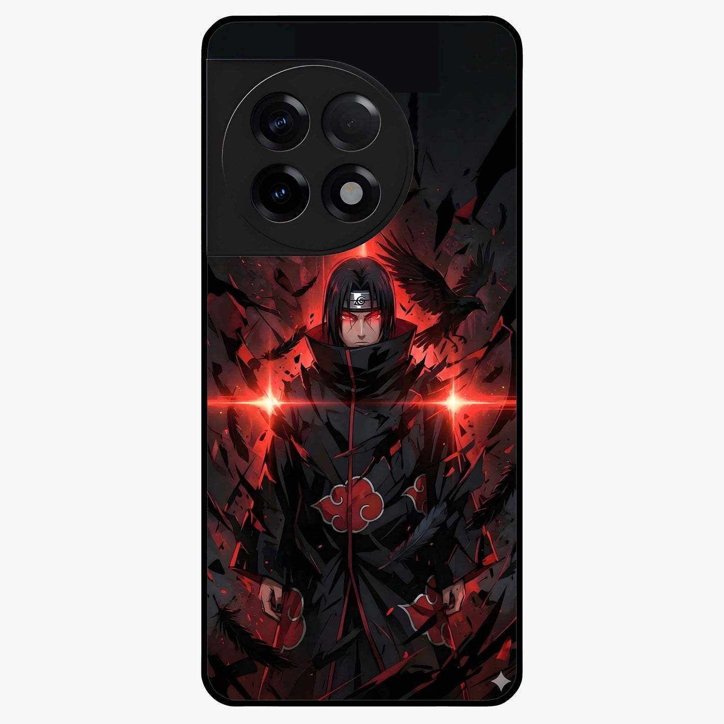 Focused Blade Discipline Glass Case for 1+11R bold front view featuring sharp blade inspired artistic artwork