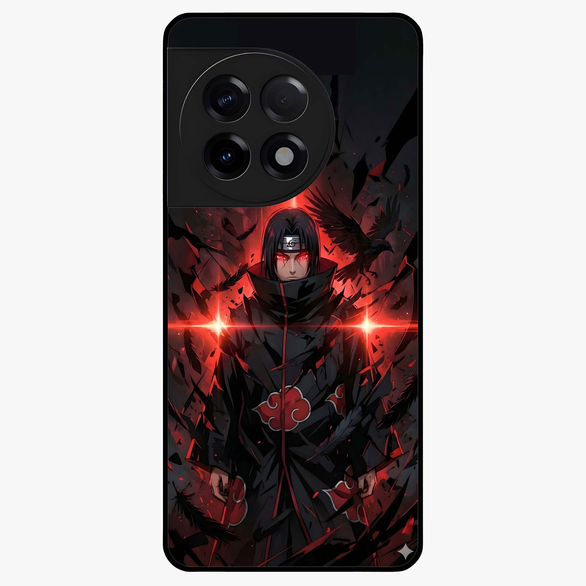Focused Blade Discipline Glass Case for 1+11R bold front view featuring sharp blade inspired artistic artwork