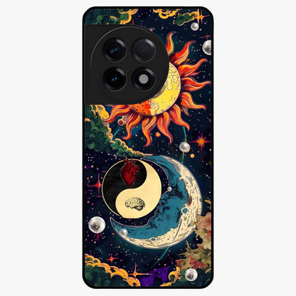 Future Universe Glass Case for 1+11R futuristic front view featuring cosmic inspired abstract artwork
