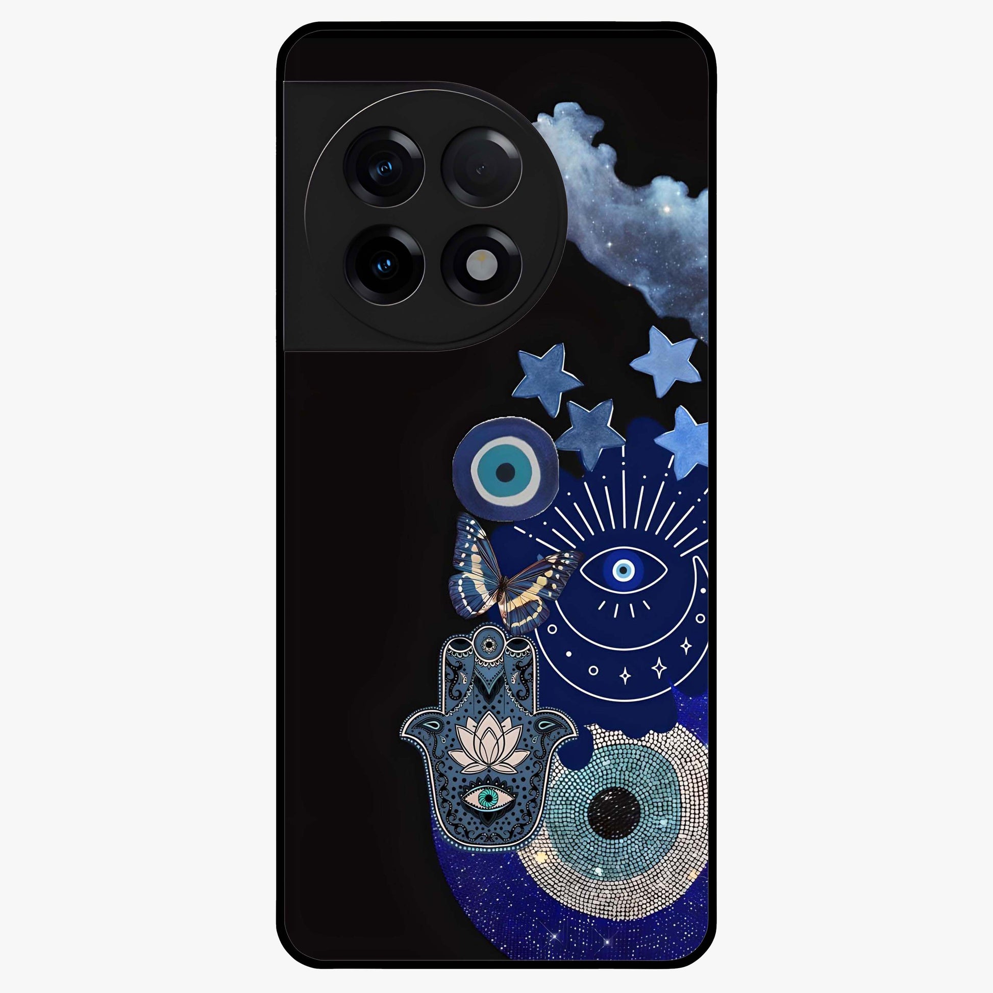Galactic Charm Cluster Glass Case for 1+11R artistic front view featuring clustered cosmic charm artwork