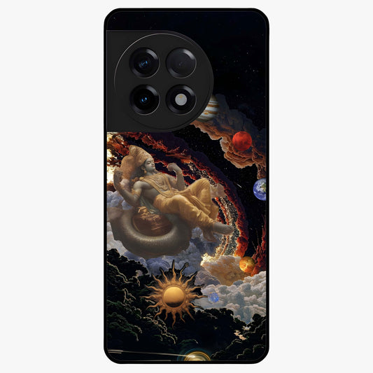 Galactic Divine God Glass Case for 1+11R powerful front view featuring divine artwork blended with cosmic background