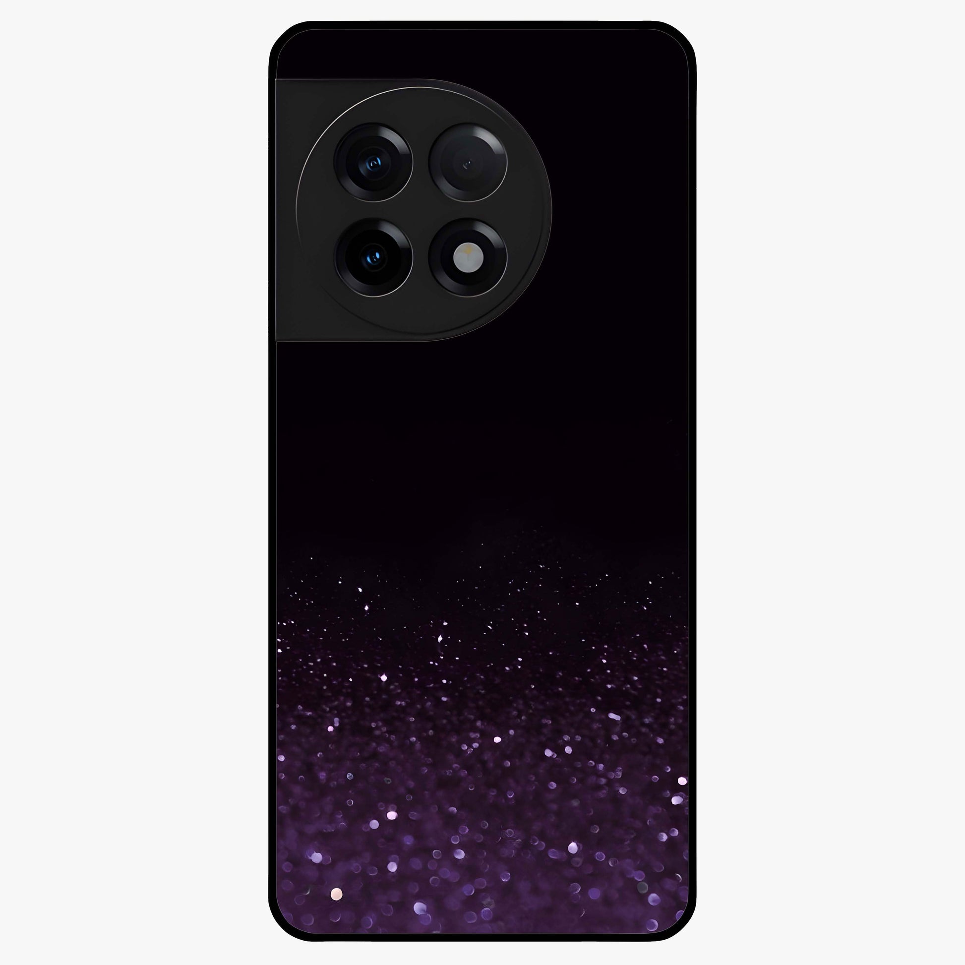 Glittery Purple Bokeh Glass Case for 1+11R vibrant front view featuring sparkling purple bokeh artwork