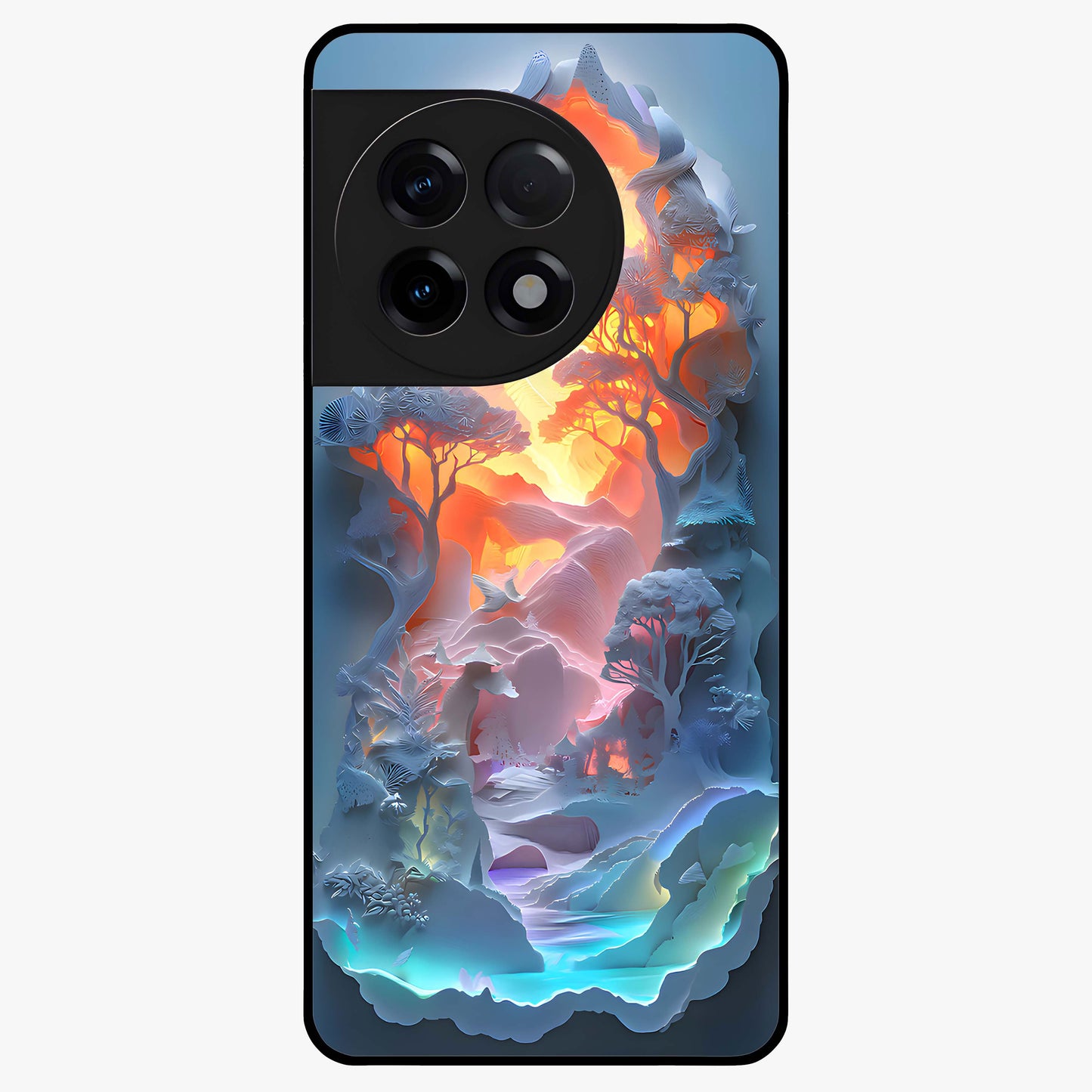 Glow Forest Portal Glass Case for 1+11R mystical front view featuring glowing forest gateway artwork