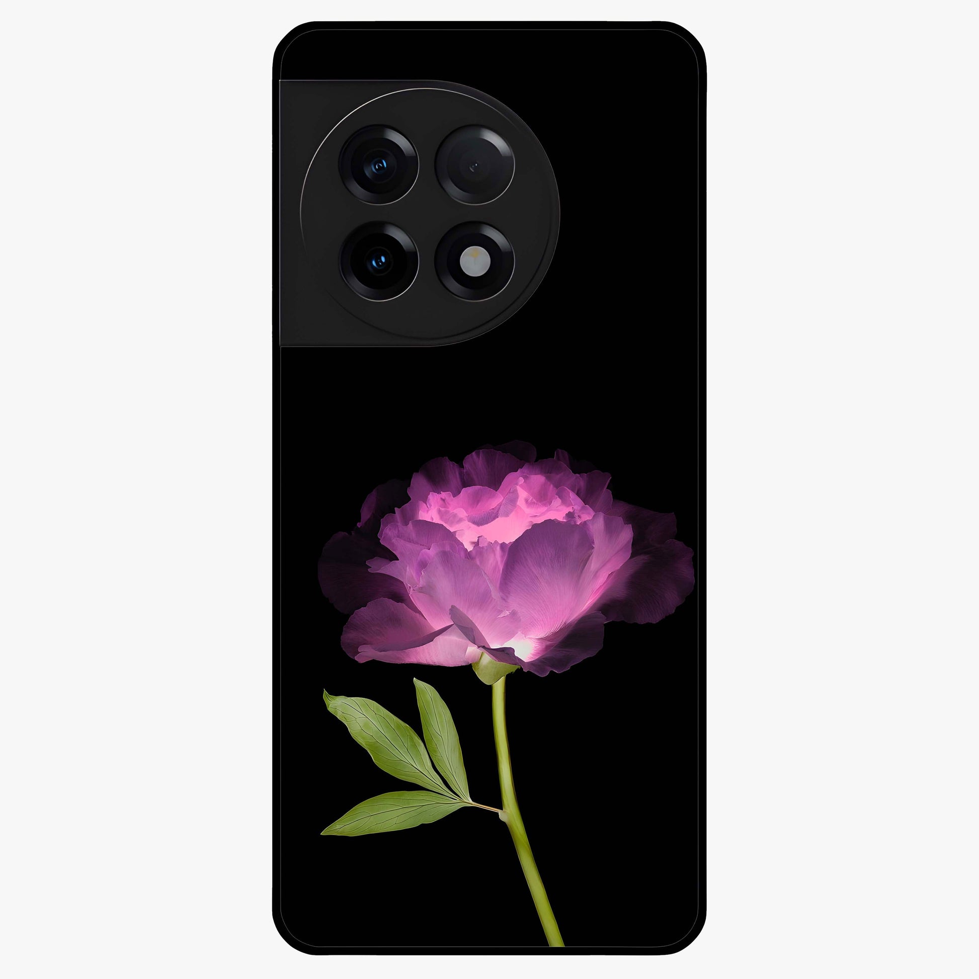 Glow Petal Bloom Glass Case for 1+11R radiant front view featuring luminous floral artwork