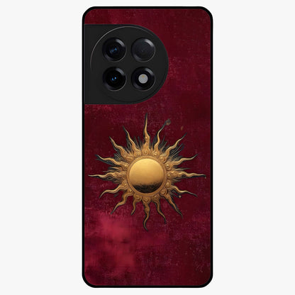Gold Sun Blush Glass Case for 1+11R elegant front view featuring warm golden sun inspired artwork