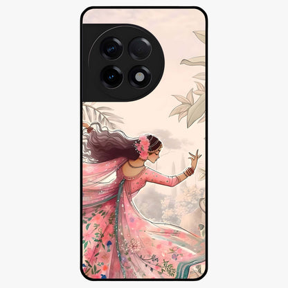 Graceful Garden Rhythm Glass Case for 1+11R elegant front view featuring flowing floral garden artwork