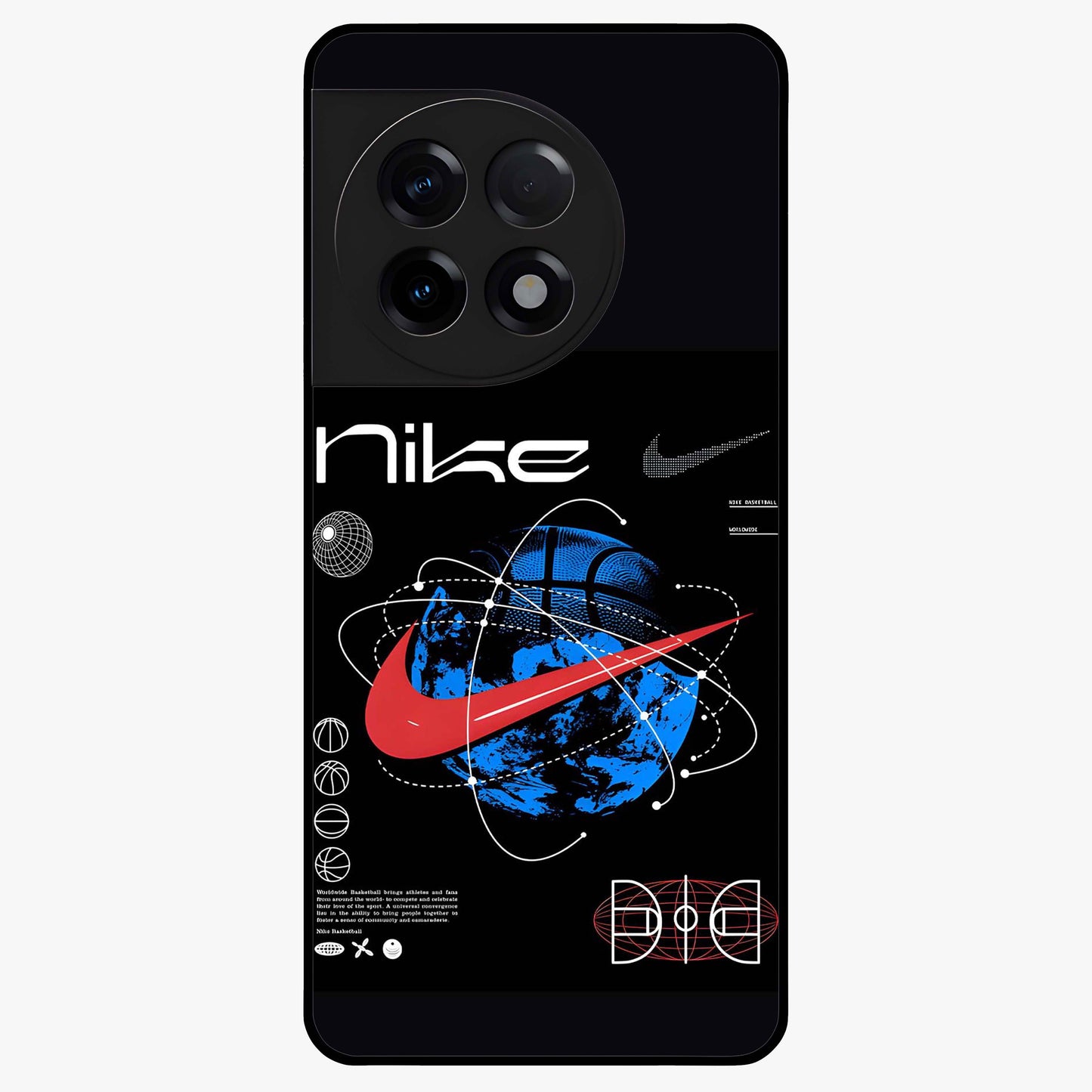 Gravity Sports Fusion Glass Case for 1+11R dynamic front view featuring bold sports inspired fusion artwork