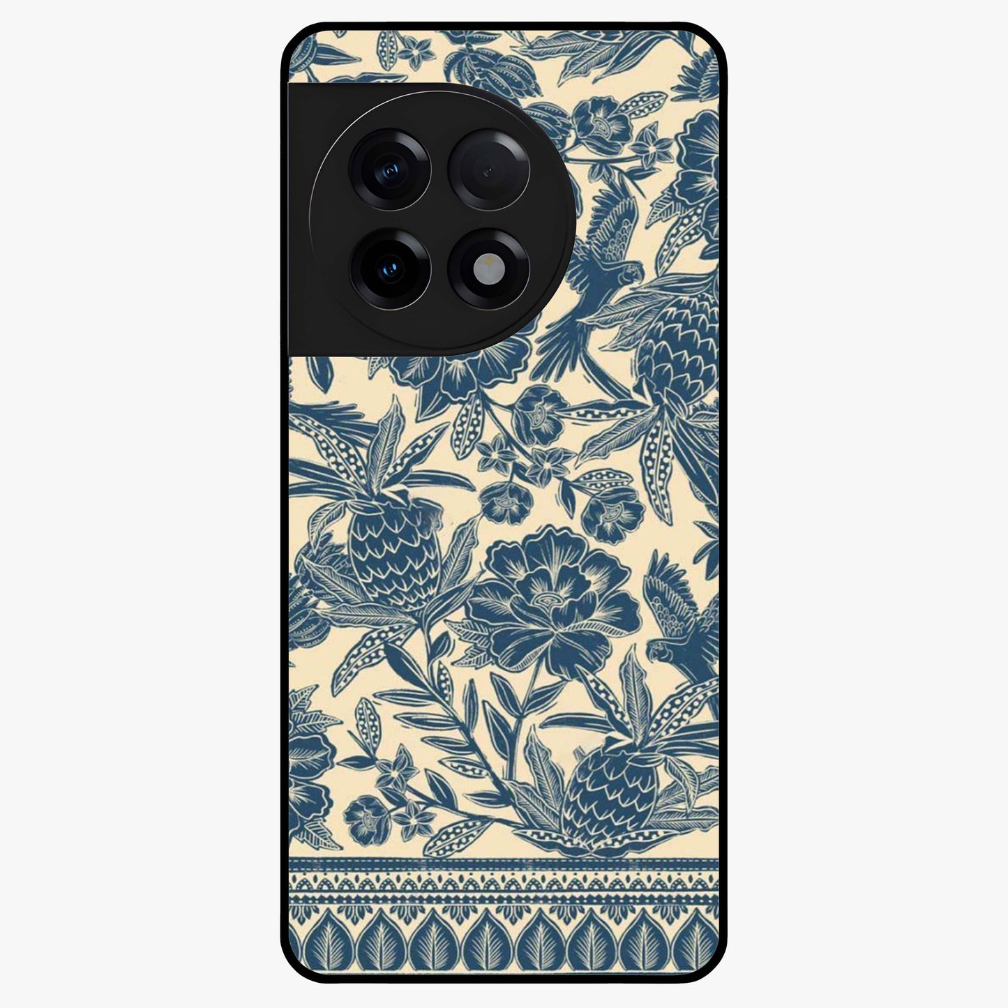Heirloom Wild Bloom Glass Case for 1+11R elegant front view featuring vintage inspired wild floral artwork
