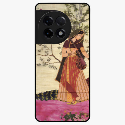 Lady With Veena Art Glass Case for 1+11R elegant front view featuring classical musical inspired artwork