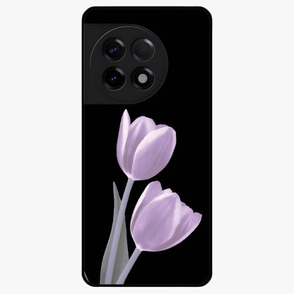 Lilac Tulip Flowers Glass Case for 1+11R elegant front view featuring tulip floral artwork in soft lilac tones