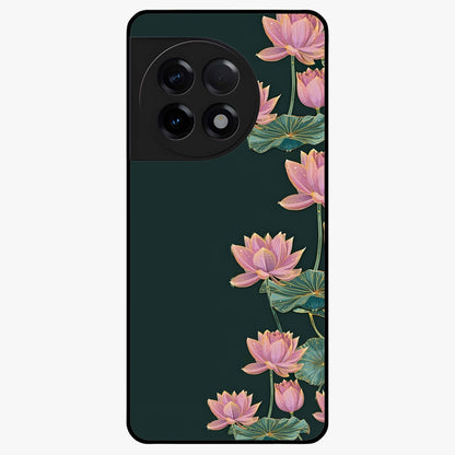 Lotus Bloom Serenity Glass Case for 1+11R peaceful front view featuring elegant lotus floral artwork