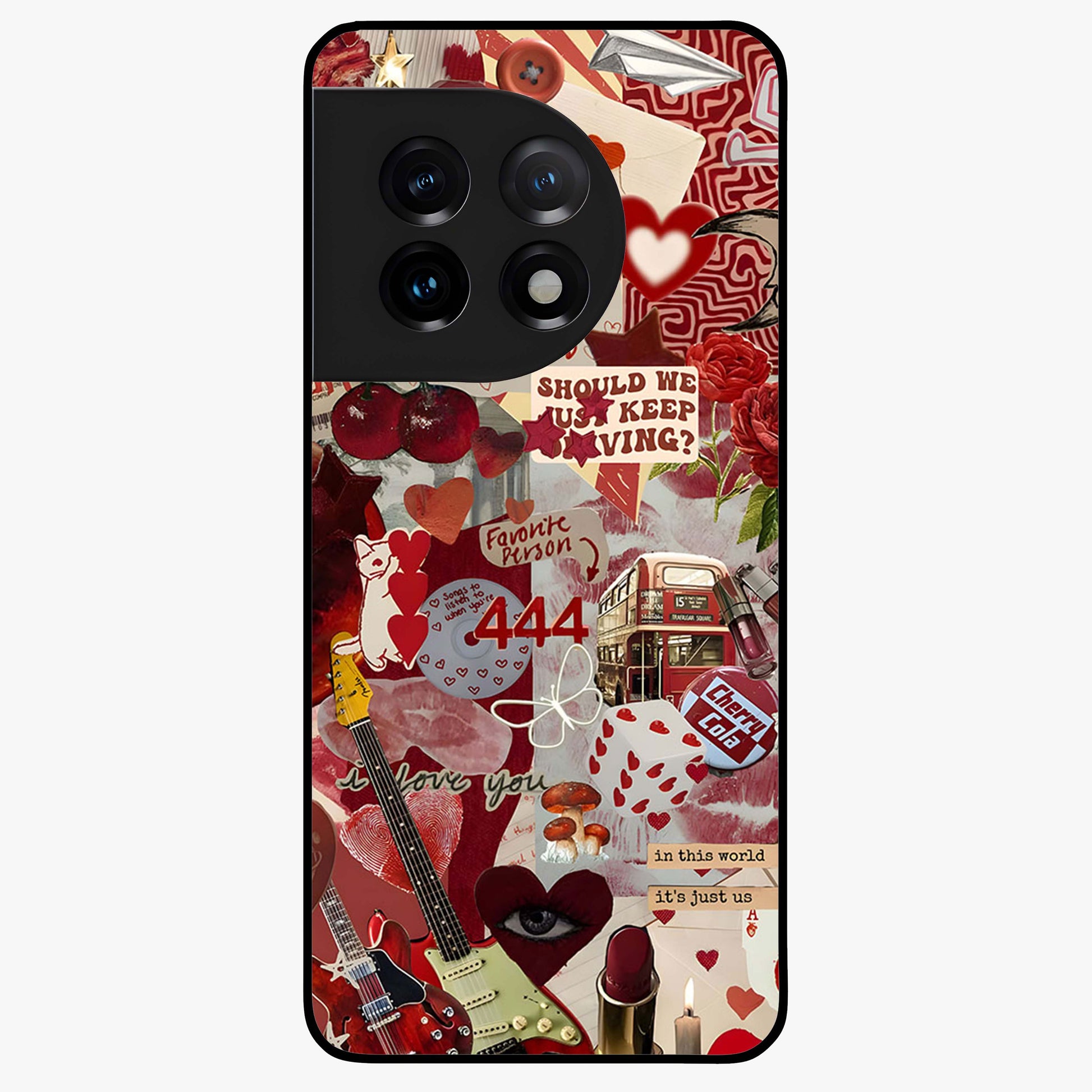 Lover’S Red Chaos Glass Case for 1+11R bold front view featuring intense red artistic artwork