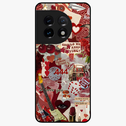 Lover’S Red Chaos Glass Case for 1+11R bold front view featuring intense red artistic artwork