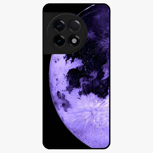Lunar Glow in Violet Glass Case for 1+11R dreamy front view featuring glowing moon artwork in violet tones