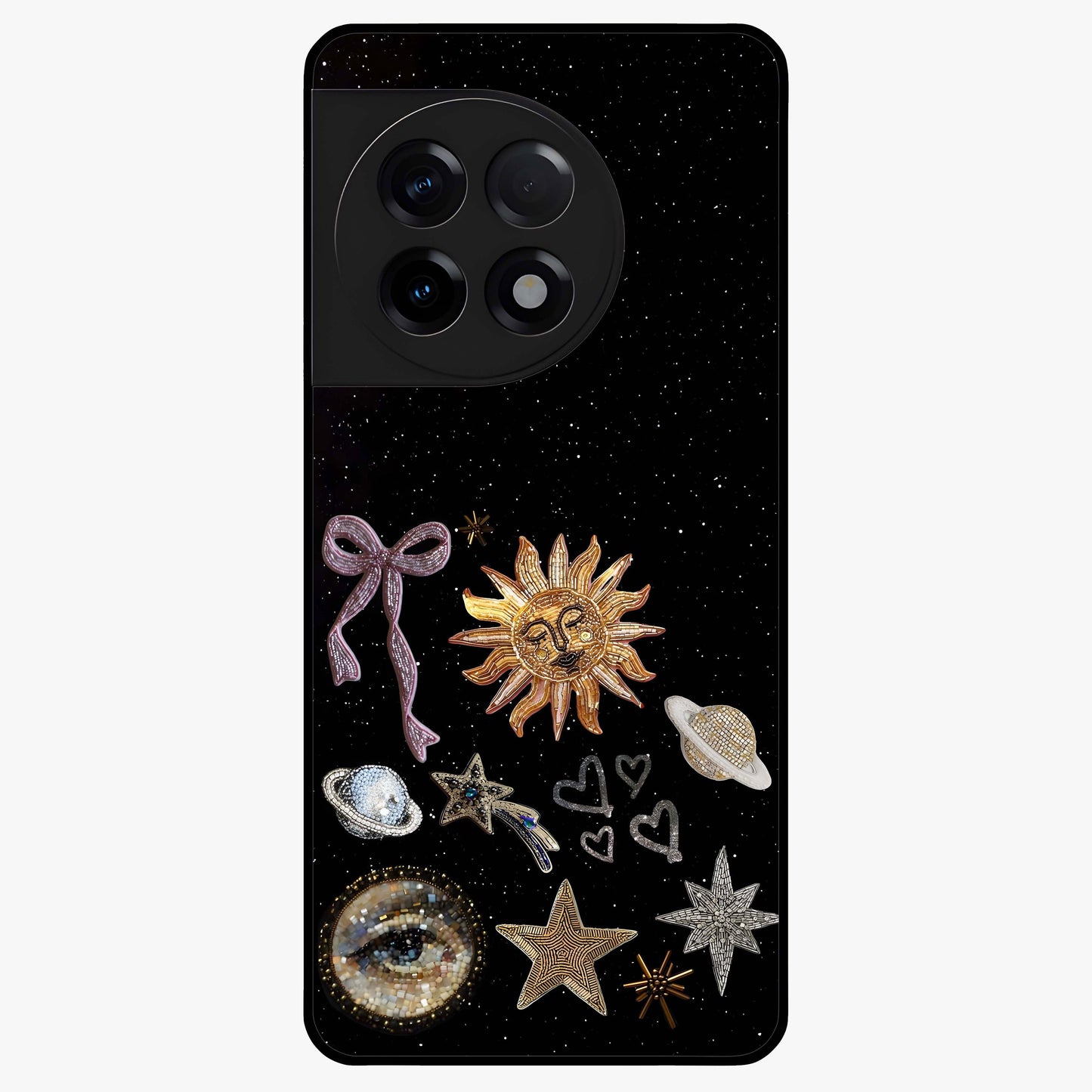 Magical Jewelry Vibe Glass Case for 1+11R glamorous front view featuring jewel inspired artistic artwork