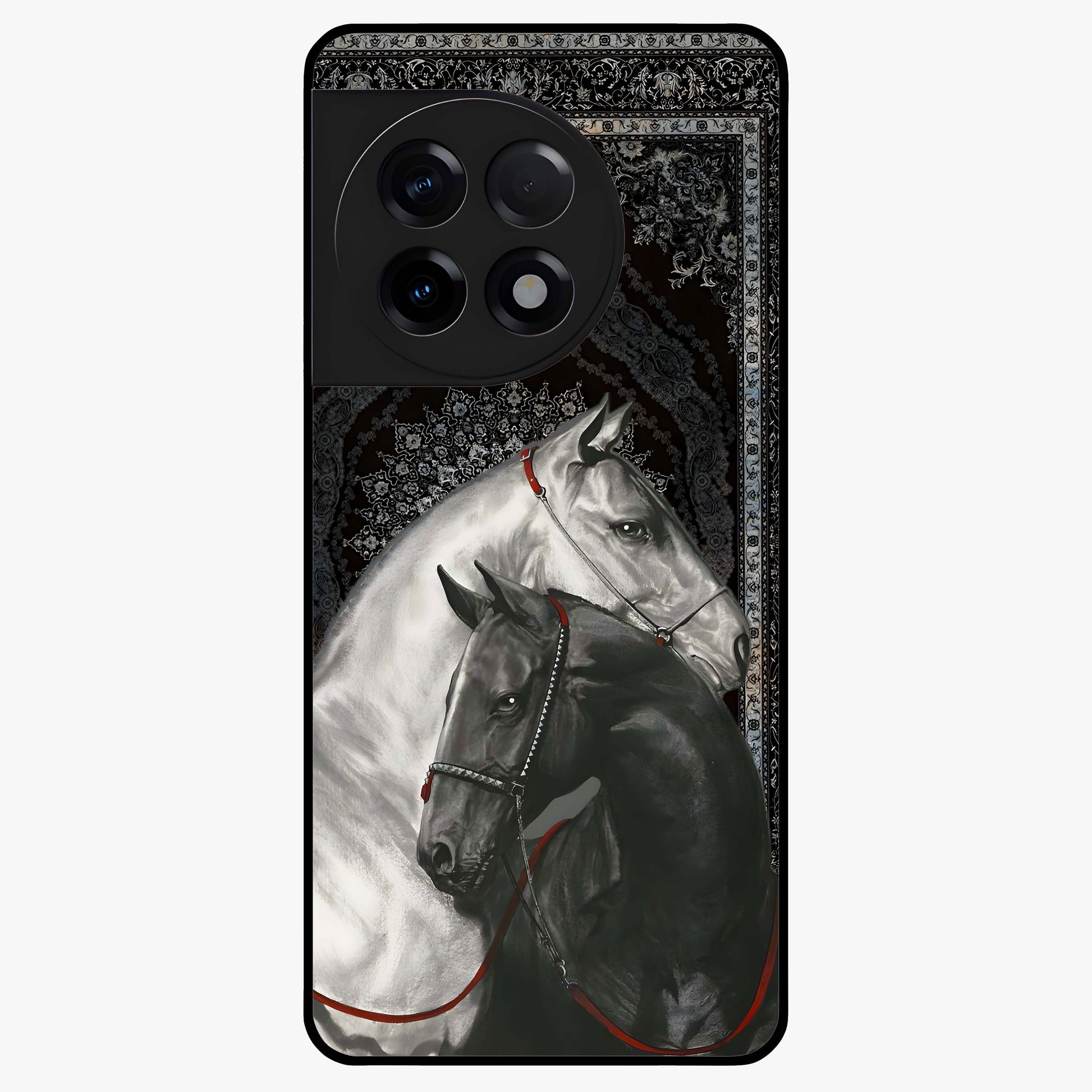 Majestic Ride Legacy Glass Case for 1+11R bold front view featuring dynamic ride inspired artwork