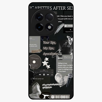 Midnight Love Glass Case for 1+11R romantic front view featuring subtle love inspired artwork in dark tones