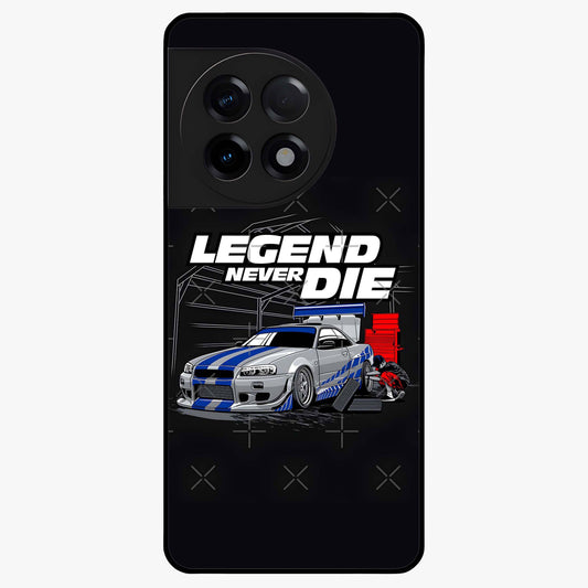 Midnight Racing Legacy Glass Case for 1+11R bold front view featuring racing inspired artwork in dark tones