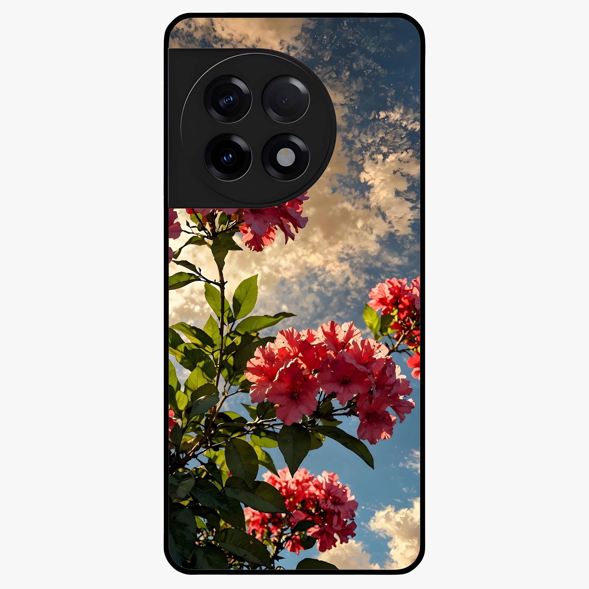 Moonlit Blossom Charm Glass Case for 1+11R elegant front view featuring floral artwork under soft moonlight tones