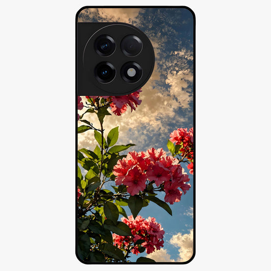 Moonlit Blossom Charm Glass Case for 1+11R elegant front view featuring floral artwork under soft moonlight tones