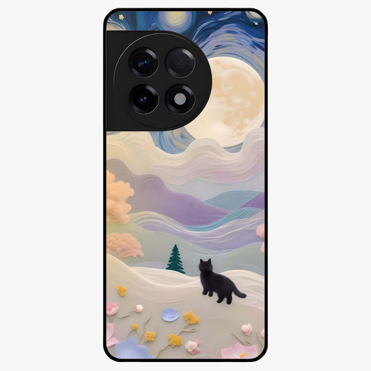 Moonlit Petal Path Glass Case for 1+11R artistic front view featuring floral pathway artwork under soft moonlight