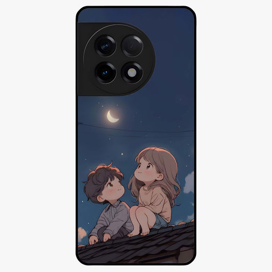 Moonlit Promise Together Glass Case for 1+11R romantic front view featuring couple inspired artwork in night tones
