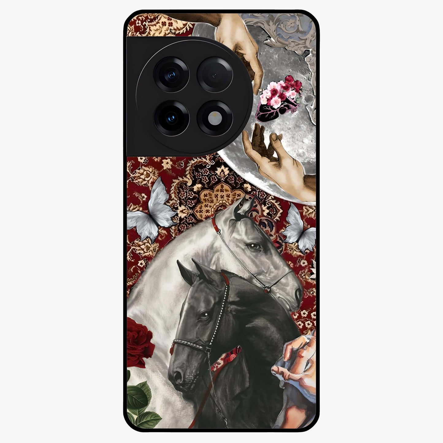 Moonlit Royal Stallion Glass Case for 1+11R majestic front view featuring horse artwork under glowing moonlight