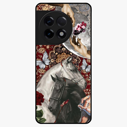 Moonlit Royal Stallion Glass Case for 1+11R majestic front view featuring horse artwork under glowing moonlight