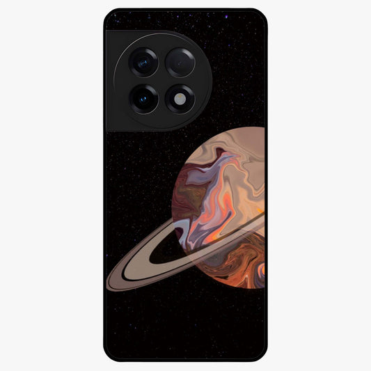 Mystic Saturn Aesthetic Glass Case for 1+11R celestial front view featuring Saturn inspired cosmic artwork