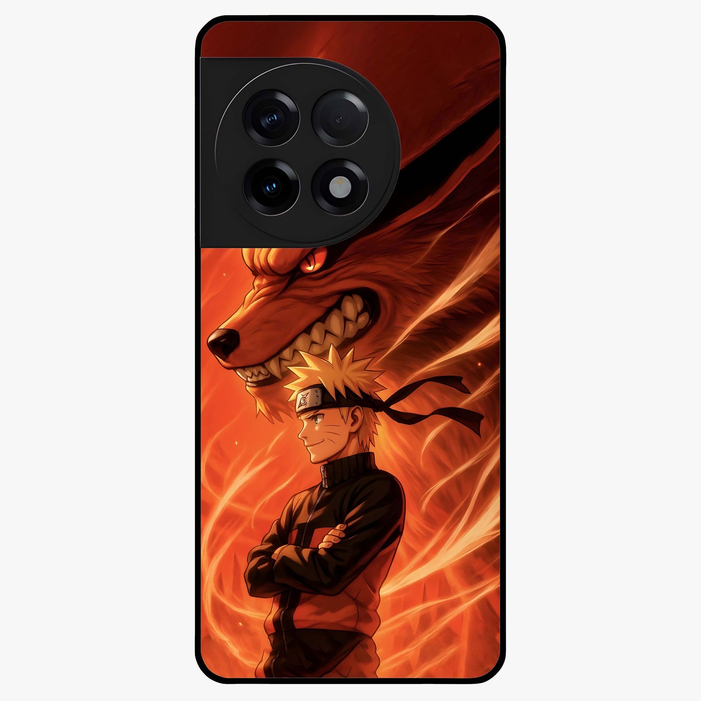 Nine Tails Legacy Glass Case for 1+11R powerful front view featuring legendary fox inspired artwork