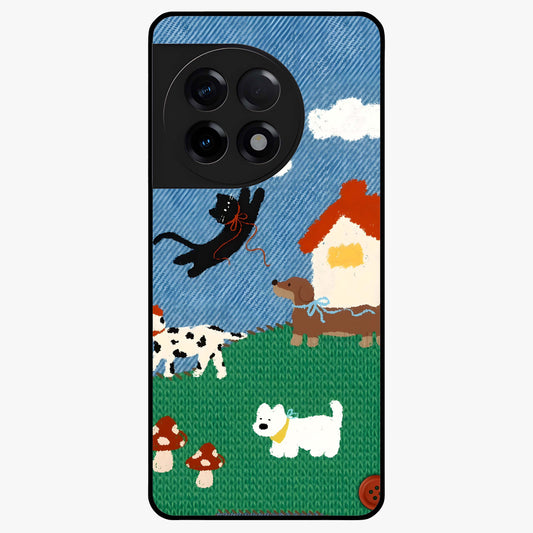 Pet Adventures Glass Case for 1+11R playful front view featuring cute pet themed artwork